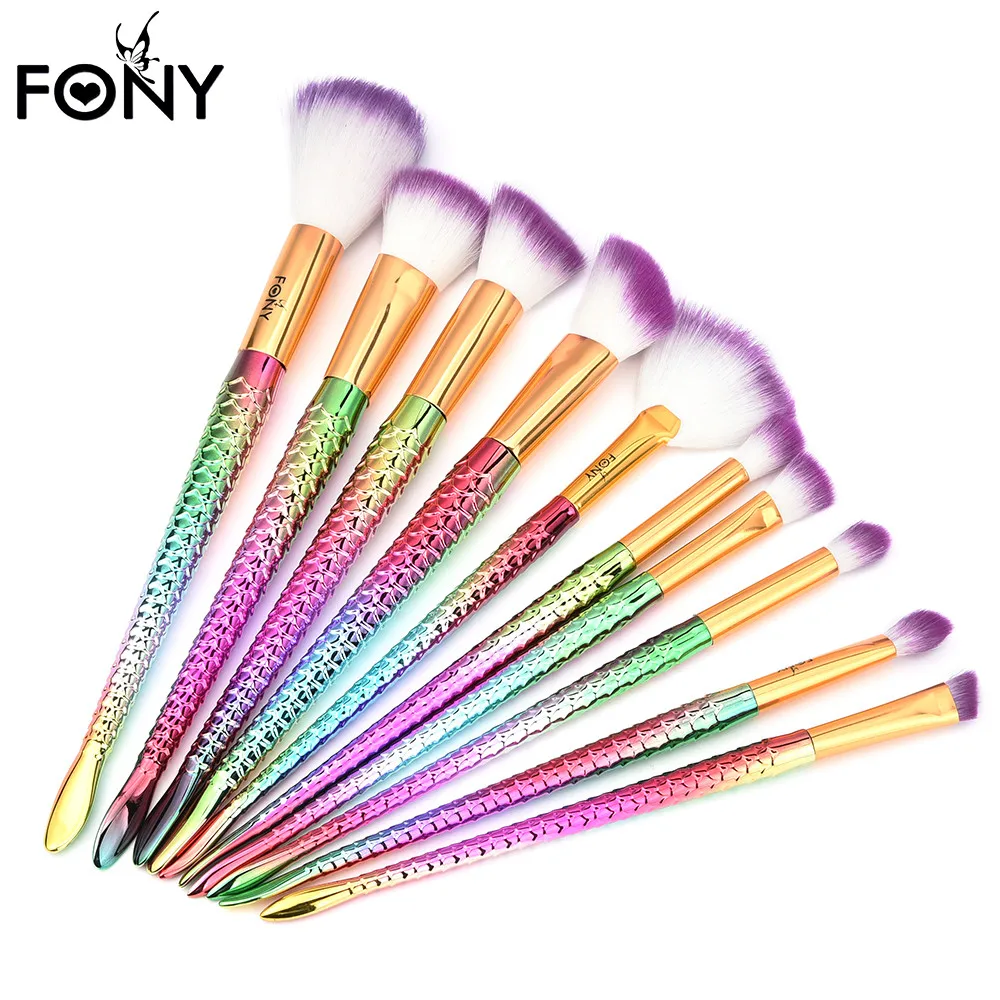 

2019 Professional 10 PCS Makeup Brushes Set Make Up Foundation Eyebrow Eyeliner Blush Cosmetic Concealer Brushes G412