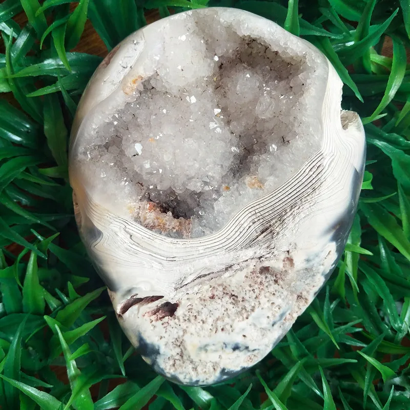 619 г Природный камень агат кристаллы кварца geode Украшенные кварц vug Друза пещера