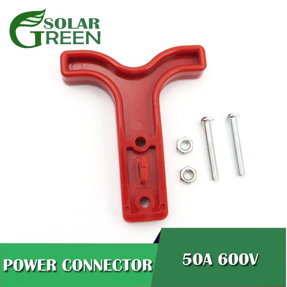 

1pc x Red or Gray color T handle SH50 plug connector 50 amp dual pole battery Power 50A 600V 2 bolts and 2 nuts hand