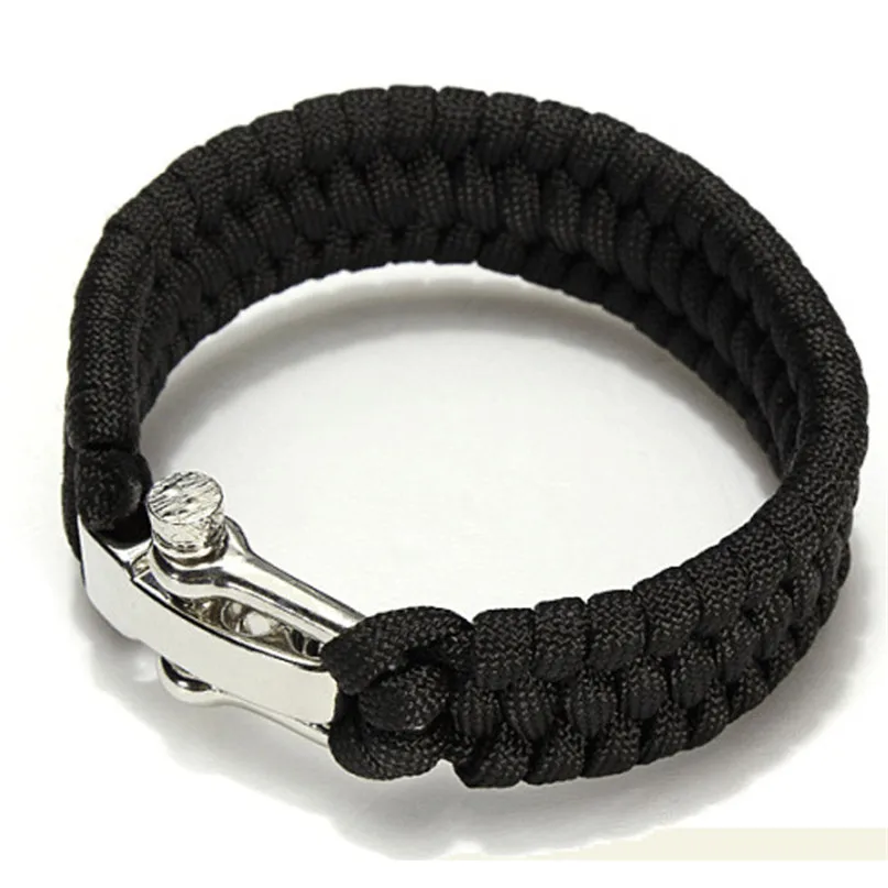 Escape Bracelet Paracord Rope Outdoor Survival Bracelet Camping Steel Shackle Buckle Umbrella rope woven bracelet OUTDOOR TOOL (3)