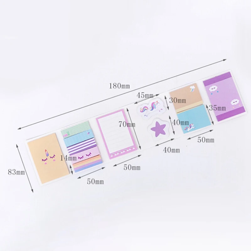 Милый рисунок единорога Блокнот 6 складной N раз Sticky бумага для заметок записная книжка блокнот для заметок колодки подарок Разные цвета