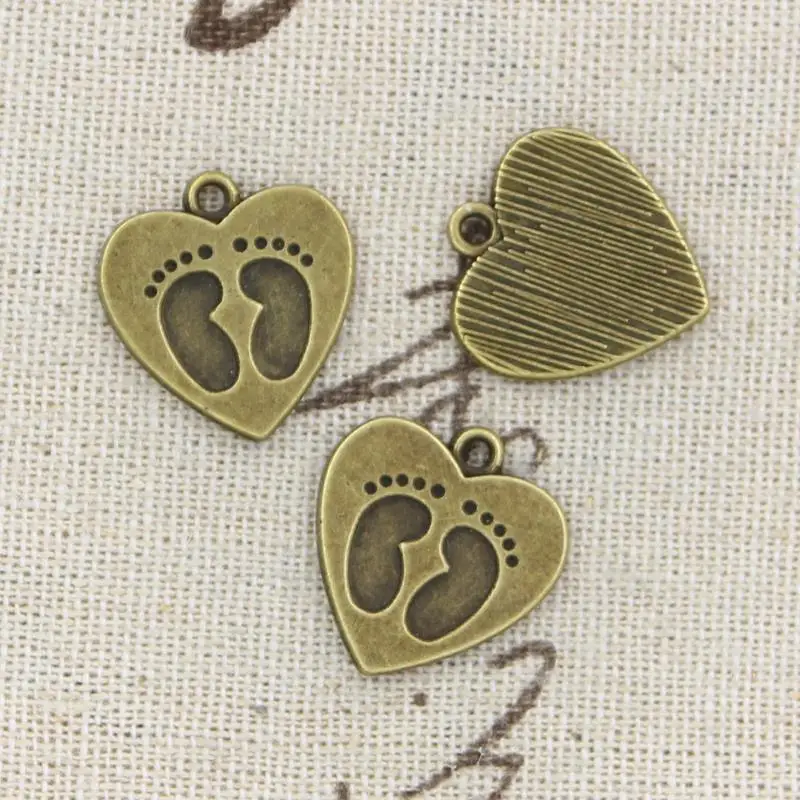 

15pcs Charms heart feet 19x18mm handmade Craft pendant making fit,Vintage Tibetan Bronze,DIY for bracelet necklace