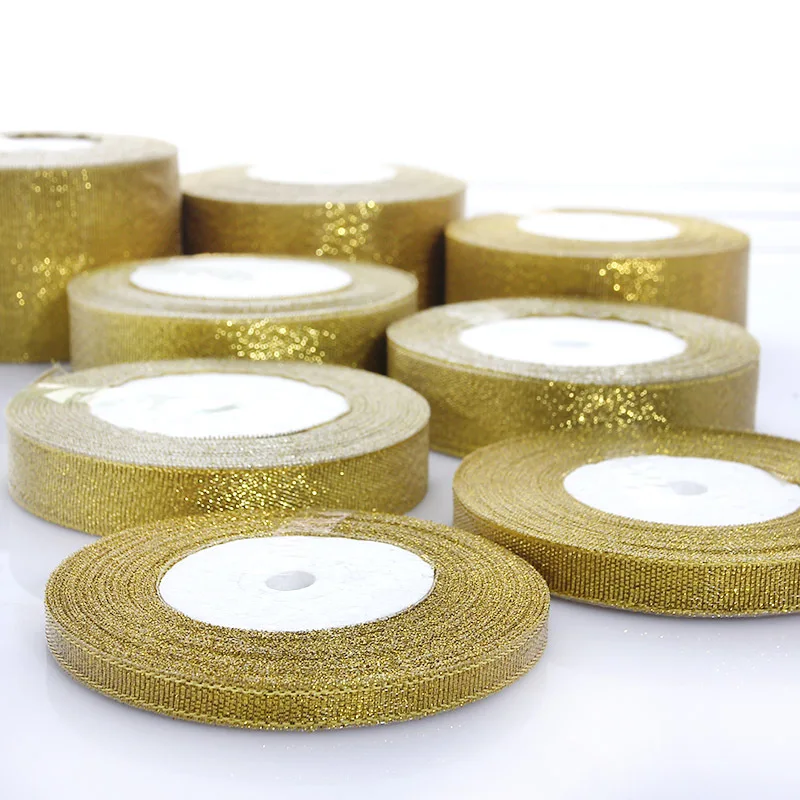 Buy 1PCS Gold Silver Ribbon Christmas Packing Ribbon