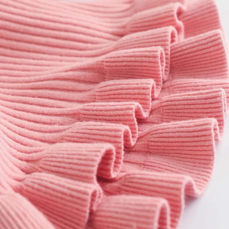 Sweet Ruffles Girls Sweater Knitted Solid Children Winter Sweater Turtleneck Long Sleeve Warm Pullover For Girls Girls Clothing (2)
