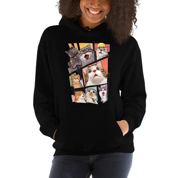 

ZSIIBO oh my cat Hoodies Female Women clothes Girls Costume Winter Warm Soft Cotton Sweatshirt Family Matching Clothes CX6WY03