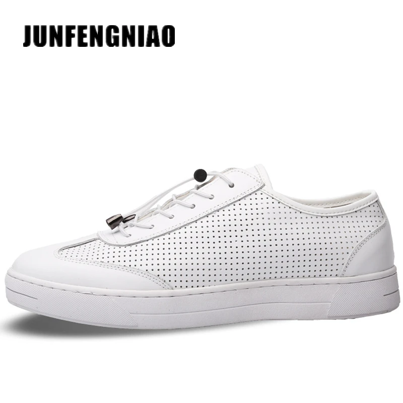 Homens De Sexo black Respirável Up Borracha Casual Lace Vaca Couro Junfengniao Jfn Superstar Genuíno Sapatos Masculino Branco Coreanos a2015 Do White Flats Preto wpXBv8