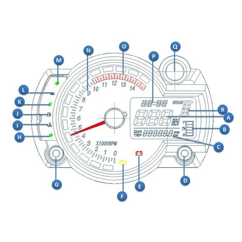 TKOSM KOSO мотоцикл цифровой ЖК-датчик Спидометр Тахометр одометр Мотоцикл инструмент 7 цветов дисплей измеритель уровня масла