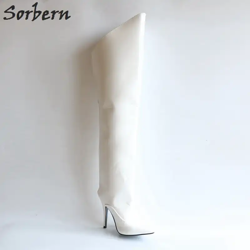 Sorbern White Wide Fit Calf Boots For 