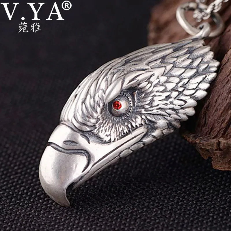 

V.YA 990 Sterling Silver Eagle Head Pendant Vivid Bird Silver Pendant Necklace Vintage Punk Style Jewelry NO Chain