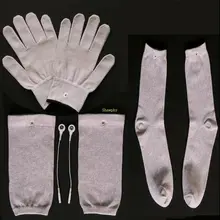 3 пар/лот Проводящие Серебряные волокна TENS/EMS Электротерапия перчатки+ носки+ наколенники Электротерапия блок для фитотерапии