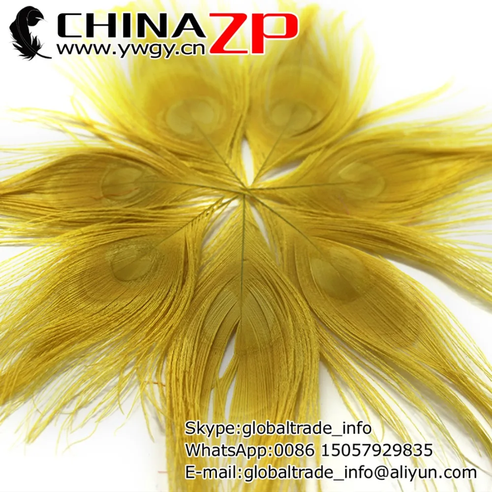 

CHINAZP завод 100 шт./лот Размер 10-12 см DIY ювелирные изделия серьги ожерелье украшения окрашенные желтые Обрезанные Перья павлина