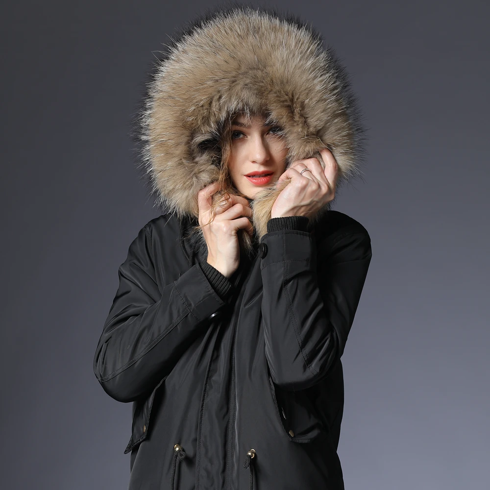 parka real fur coat women furs parka women winter real raccoon fur coat ...