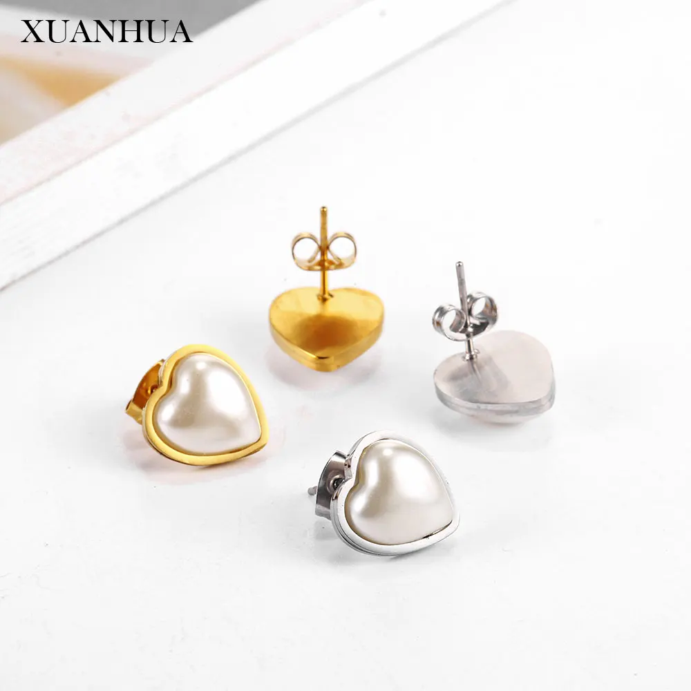 XUANHUA очаровательный с жемчугом Серьги гвоздики из нержавеющей стали ювелирные изделия Женщины Vogue для влюбленных ювелирные изделия аксессуары богемные brincos