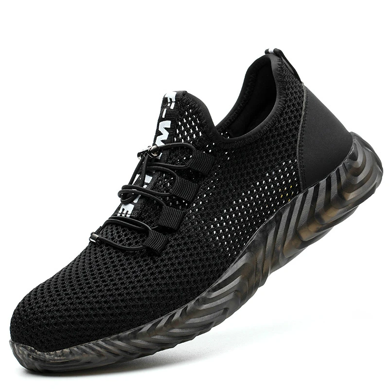 

plus size men casual breathable summer steel toe caps working safety shoes platform building site worker shoe security boots man