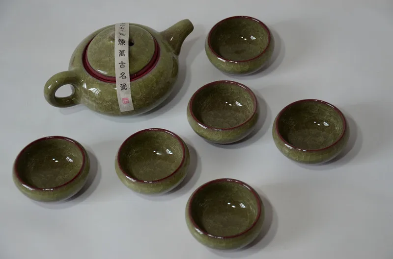 Chinese Puer Tea Set Kungfu Tea Sets 7pcs Ice Crack 6 Tea cups 1 Tea pot