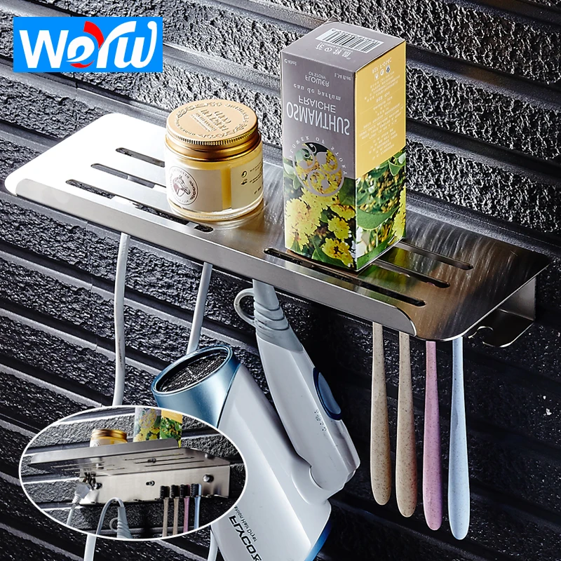

WEYUU Bathroom Stainless Steel Toothbrush Cup Holder Wall Mounted Toilet Gargle Cup Holder Storage Rack Bathroom Accessories