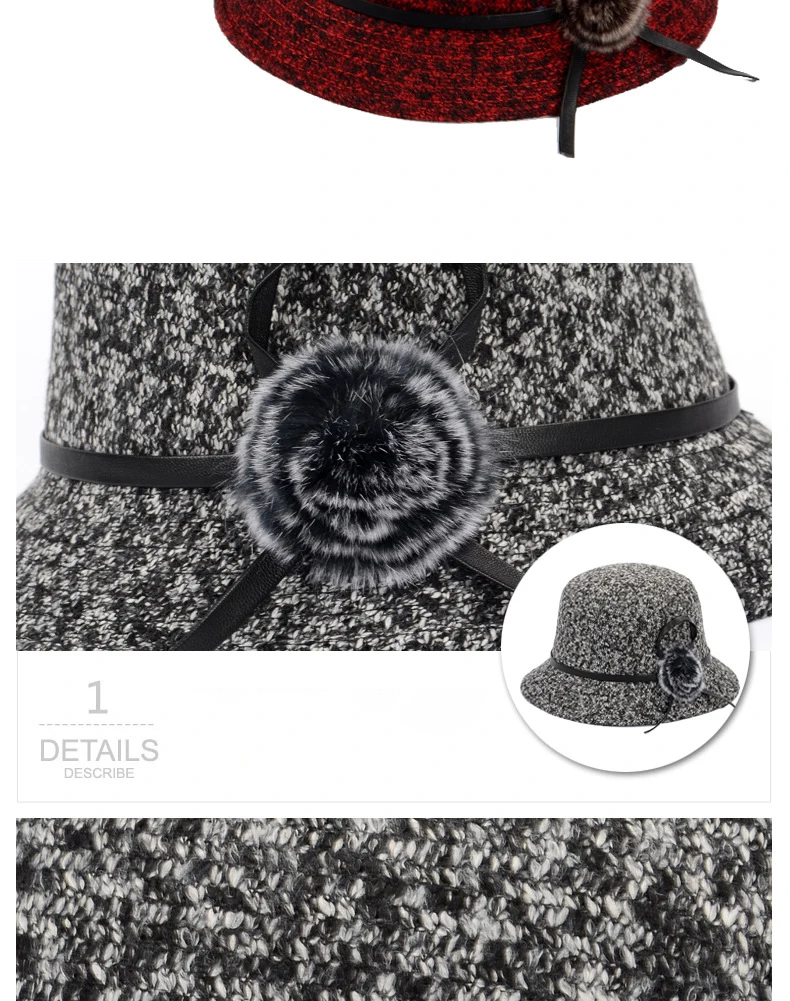 2018 Autumn And Winter Hat Ladies Woolen Fisherman Hat Female New Korean Version Of The Mother Hat Mixed Color Basin Cap ACC07 (9)
