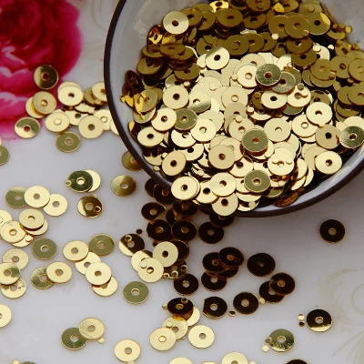

6mm 4000pcs/lot (50g) round flat loose sequins Light Gold color Paillettes sewing Wedding craft DIY Gament accessories
