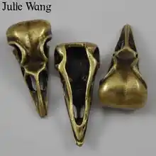 Julie Wang 7 Uds bronce antiguo de plata Vintage cráneo pájaro pico encantos Punk collar pendiente pulsera joyería que hace accesorio