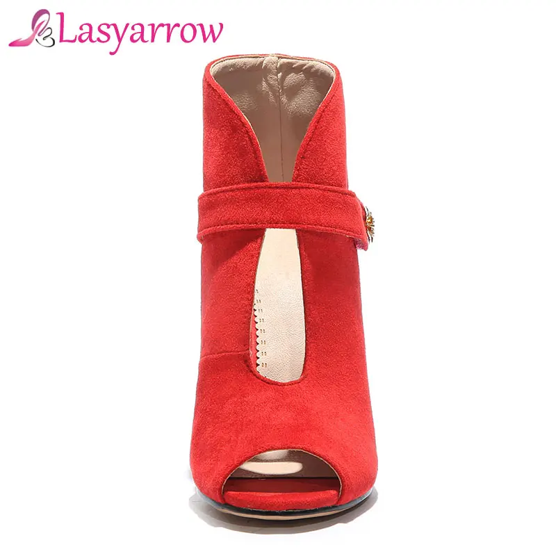 Lasyarrow Gladiator Shoes Woman Fashion Peep Toe Ankle Bootie High Heel Stiletto Pumps Wedding Shoes Zapatos Mujer Botas RM210