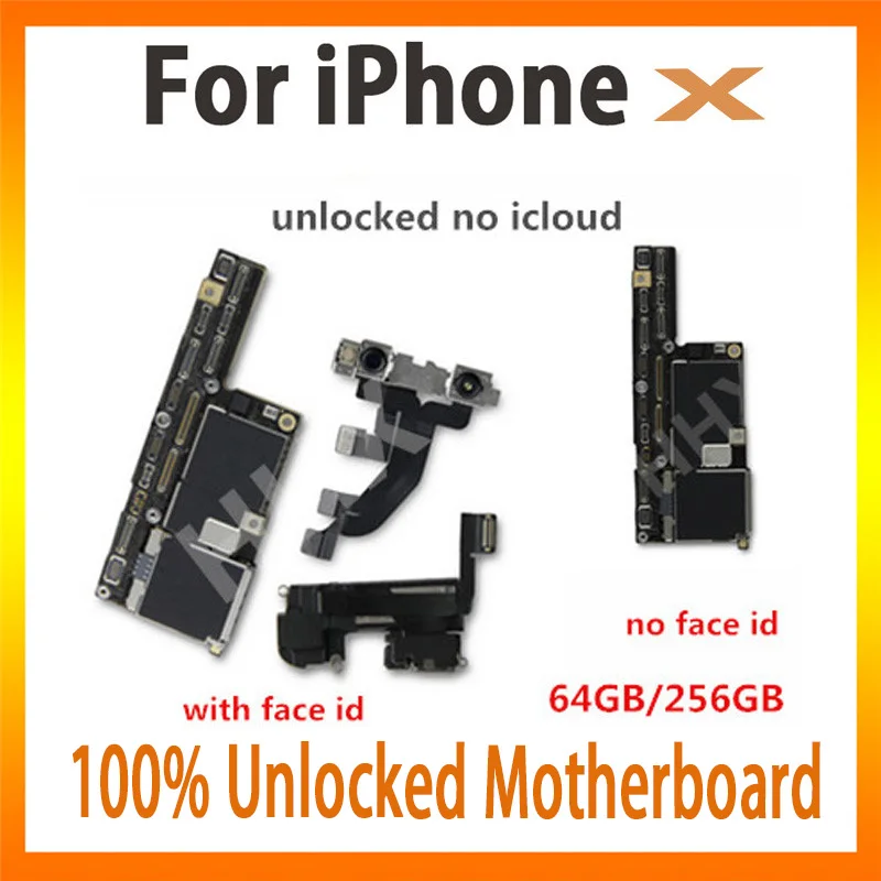 

Original Motherboard For iPhone X motherboard with or no Face ID With Full Chips IOS mainboard for iphone X card/fee 64gb/256gb
