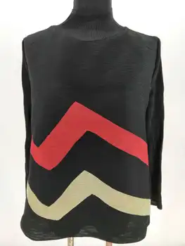 

2018 Geometric Fringe Folding Turtle Neck Long Sleeve Casual Long Regular T-shirt