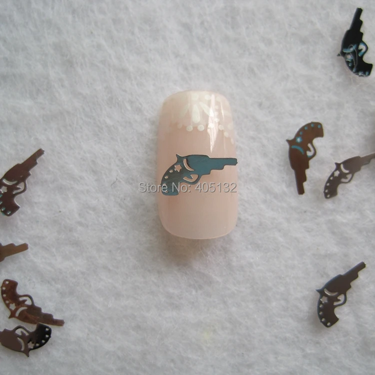 MS 287 1 Free Shipping Metal Silver Gun Nail Art Metal Sticker Nail Art