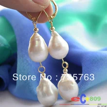 Xiuli 0092 18 мм белый капельного КЕШИ REBORN ЖЕМЧУЖИНА мотаться серьги 14KGP