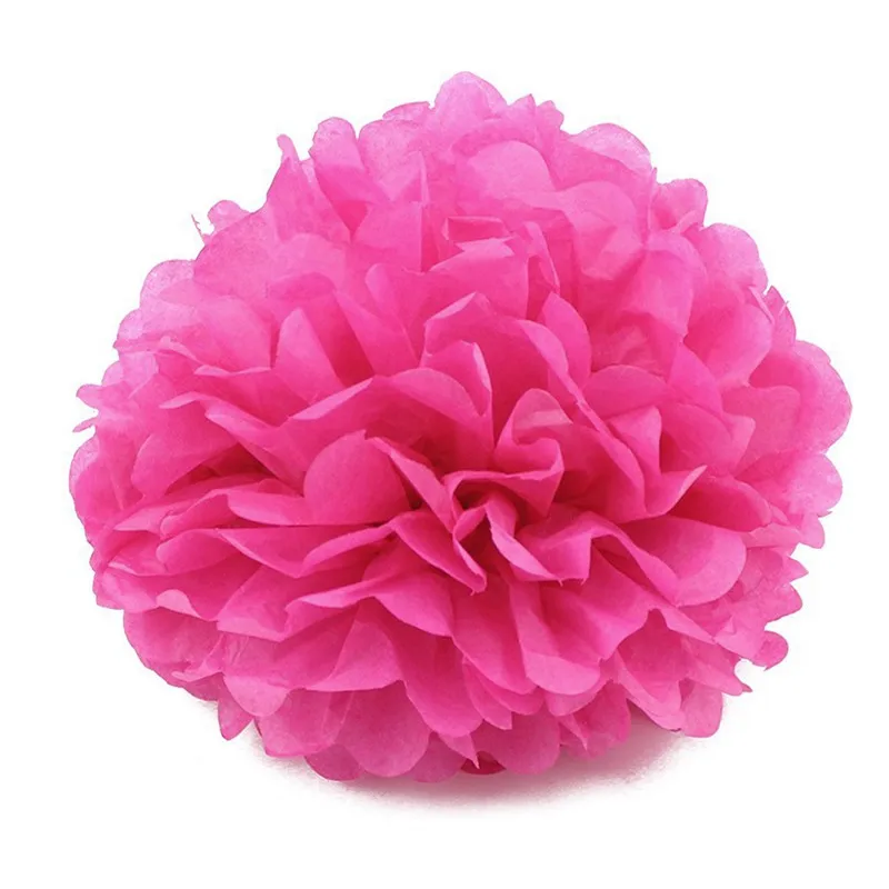 FENGRISE Pom Poms 1 шт. 30 см бумажные шарики из искусственных цветов Свадебные украшения вечерние товары для дома автомобильные декоративные - Цвет: Hot Pink