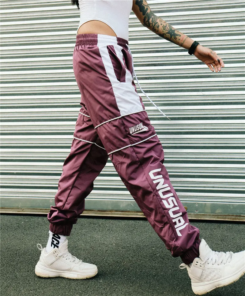 Color Block Patchwork Track Harem Pants 1