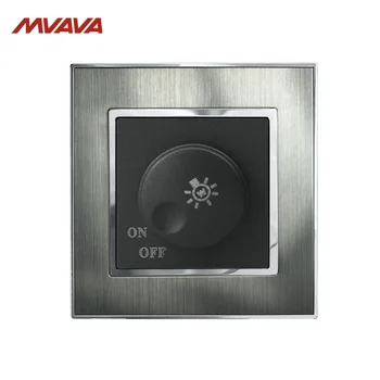 

MVAVA Lamp Brightness light Control Wall Rotate Switch Dimmer 500W Silver Satin Brushed Metal UK/EU Standard