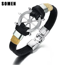 21 мм черный браслет из натуральной кожи для мужчин, высокое качество, полированная пряжка, повседневные мужские ювелирные изделия, pulsera hombre