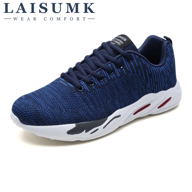 

2019 LAISUMK New Breathable Mesh Shoes Fashion Casual Sneakers Spell Colors Light Comfortable Air Cushion Shoes Men Sneakers
