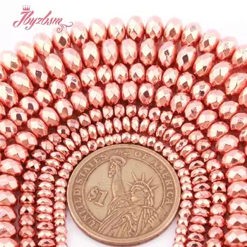 

Rose Gold Faceted Rondelle Hematite Heishi Beads Stone Spacer Beads For DIY Necklace Bracelet Jewelry Making 15" Free Shipping