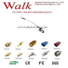 Кабель с байонетным коаксиальным разъемом антенны, SMB Женский Соединительный кабель: BNC c прямым разъемом перегородки SMB прямой соединитель с RG178 кабель