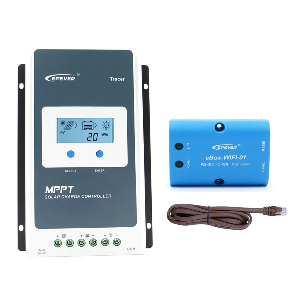 Tracer 2210AN + WIFI BOX Mobile Phone APP EPsloar 2210A 20A MPPT Solar Charge Controller communication