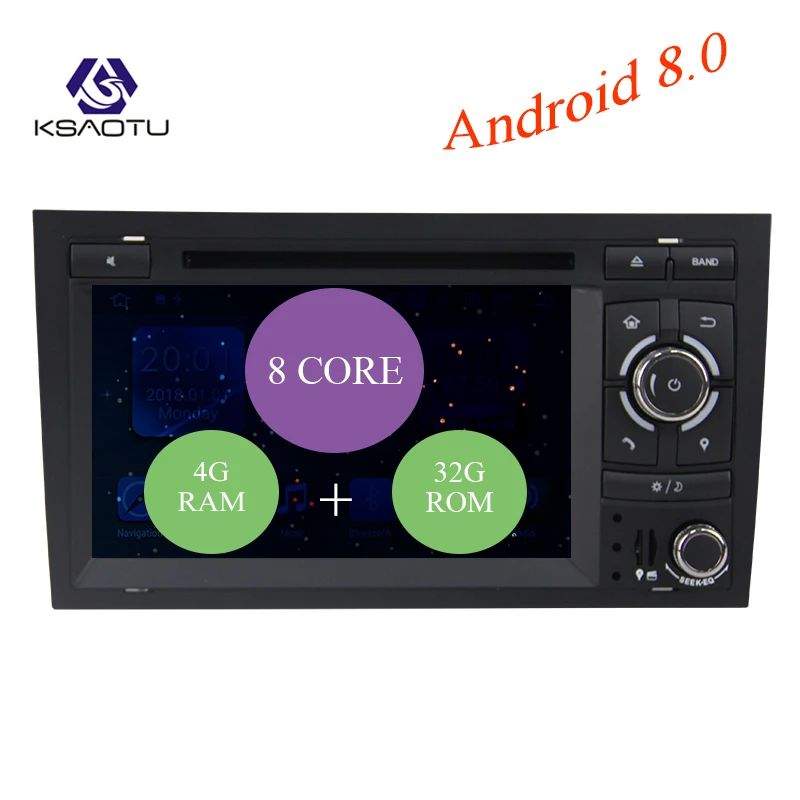 KSAOTU 7 &quotDAB + 4G Android 8 0 автомобильный DVD плеер SD GPS для Audi A4|Мультимедиаплеер авто| |