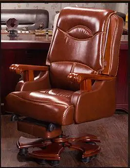 Boss chair. Real leather computer chair. Home massage can lie in the leather chair. Solid wood armrest office chair.26