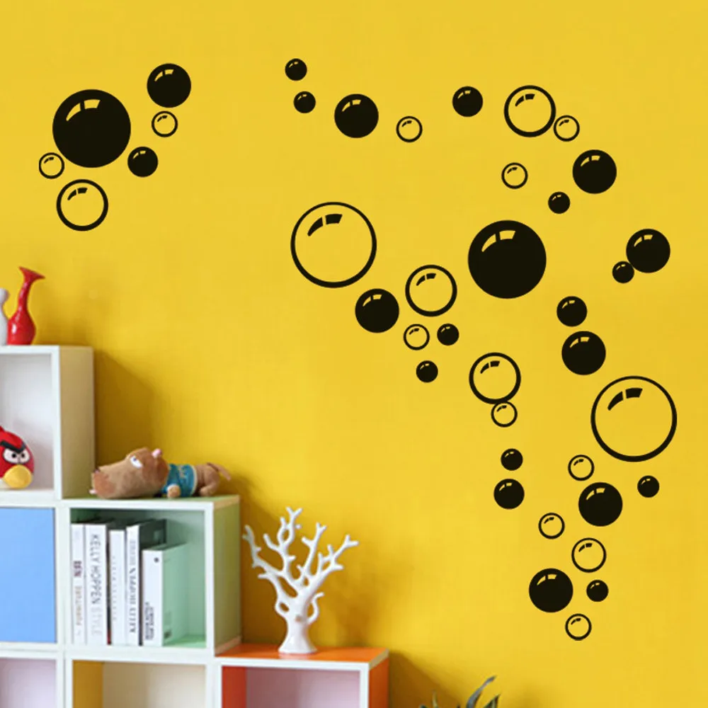 Creative Design Bubbles Circle Removable Wall Wallpaper Bathroom Window Sticker Decal Home DIY Black Poster On Sale | Дом и сад