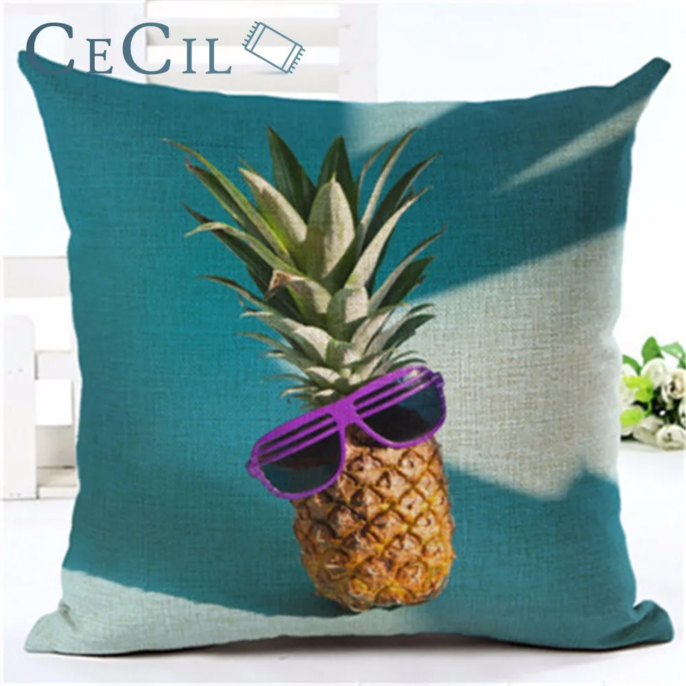 

Fresh Fruit Comfortable Travel Pillow Case Golden Colorful Pineapple Pattern Light Decorative 45x45 Cushion Cover Cojines Sofa