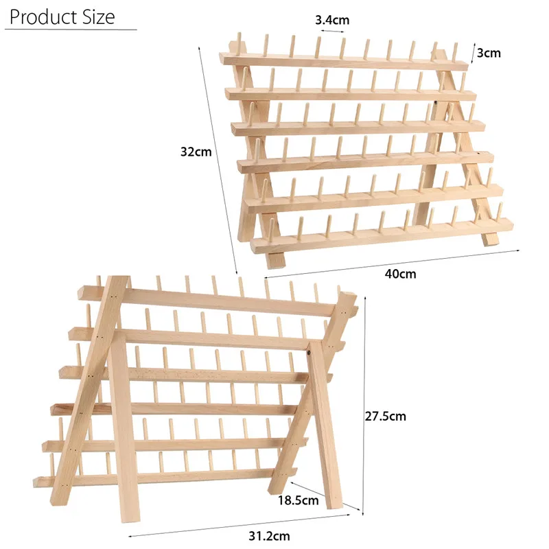 KiWarm складная деревянная стойка для ниток, стойка вмещает 60 органайзер для катушек, вышивальная машина, держатель для хранения, аксессуары для шитья