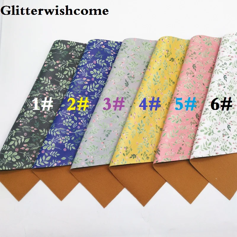 Glitterwishcome 21X29 см A4 размер винил для бантов печатные цветы кожа Fabirc искусственная кожа листы для бантов, GM159A