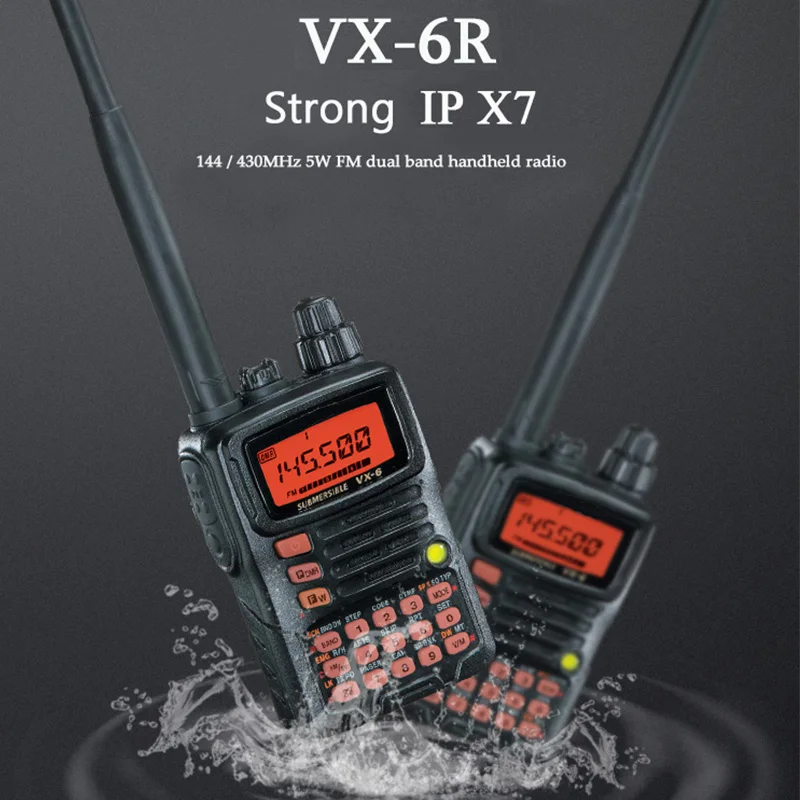 Walkie Talkie VX-6R Dual-Band 140-174/420-470 MHz Channel 900 FM Ham Two way Radio Transceiver 10 KM Yaesu VX-6R Radio