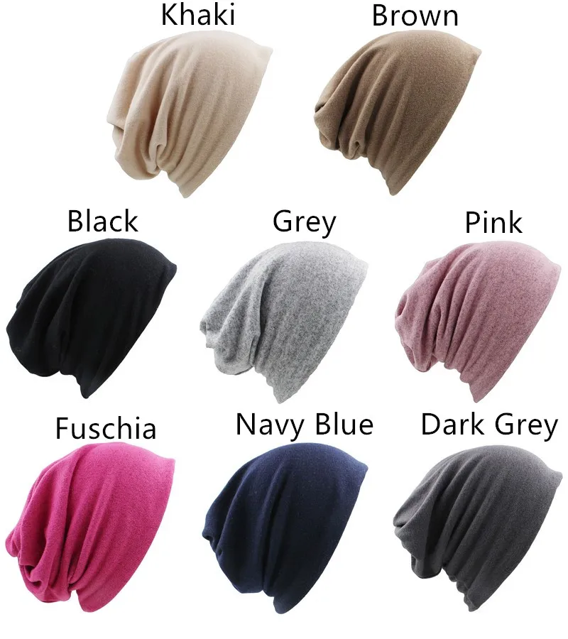 LOVINGSHA Autumn Winter Dual-use Hats For Women Girl Scarf Solid Design Thin Ladies Fashion Feminino Skullies Beanies HT078 skully with a brim