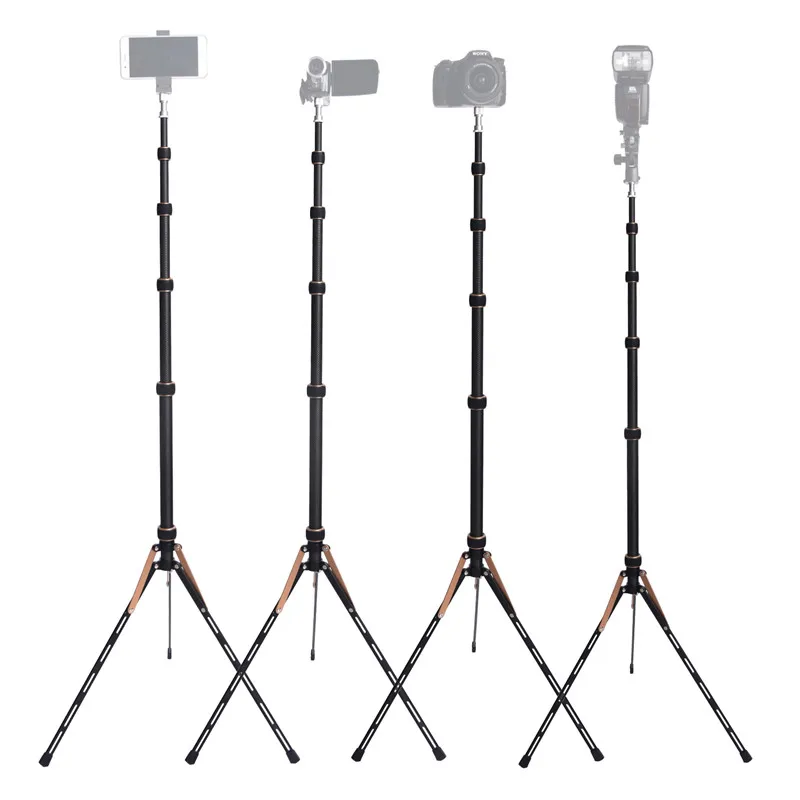 Fosoto FT-220 soporte de trípode de luz Led de fibra de carbono y 2 cabeza de tornillos para estudio fotográfico iluminación Flash paraguas Reflector - 5