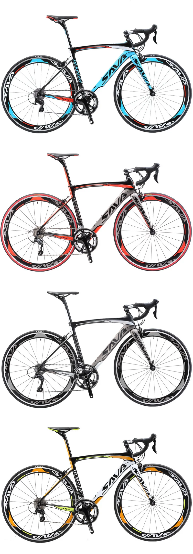 Top SAVA Road Bike 700C Carbon Road Bike T700 Carbon Frame+fork Bicycle Road Speed Bike Racing with SHIMANO SORA bicicleta carretera 16