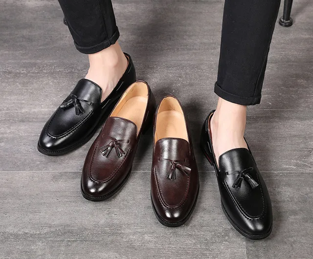 2020Men Dress Shoes PU Leather Low Heel Formal Shoes Men Fashion Designed  Mens Driving Shoes Loafers High Quality Big Size 38-47 - AliExpress