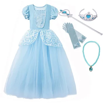 

Child Deluxe Princess Cinderella Costume Summer Party Dress Girls Halloween Cosplay Frock Carnival Kids Cinderella Make up Gown