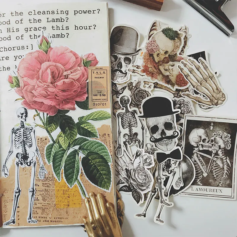 Vintage Skeleton Man Stickers Children DIY Scrapbooking Album Journal Crafts Decorative Stickers Package DIY Photo Albums decorative stickers paper stickers adhesive stickers decorative labels stickers diy scrapbooking accessories