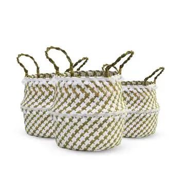 

Seagrass Storage Basket Flower Pot Natural Rattan Basket Plant Pot Toys Holder Laundry Basket Container Home Decoration Binaural